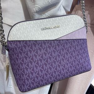 MICHAEL KORS Jet Set Travel Color-Block Signature Logo Crossbody Bag
Dark Purple